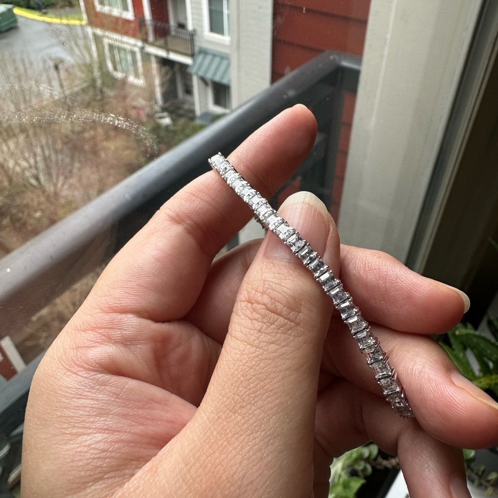 Sterling Silver (925 stamped) Tennis Bracelet with step cut AAA CZ stones!